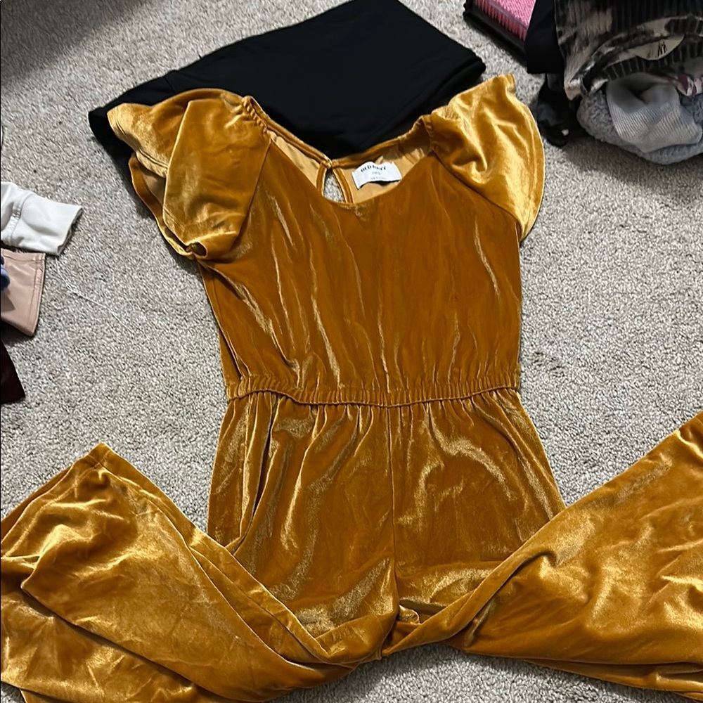 Old Navy Gold Jumpsuit Luxurious Velour Romper